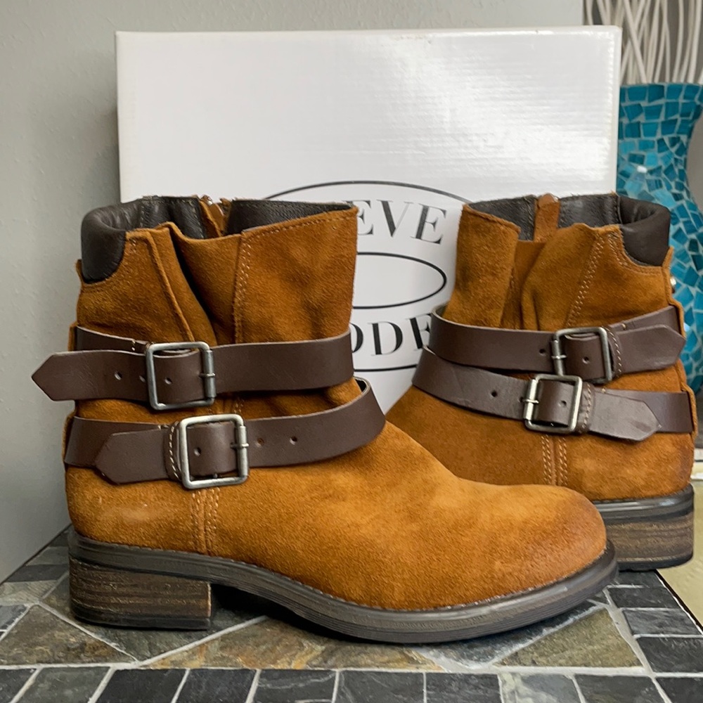 Steve Madden Dormaa Cognac Suede Ankle Boots - Picture 2 of 11